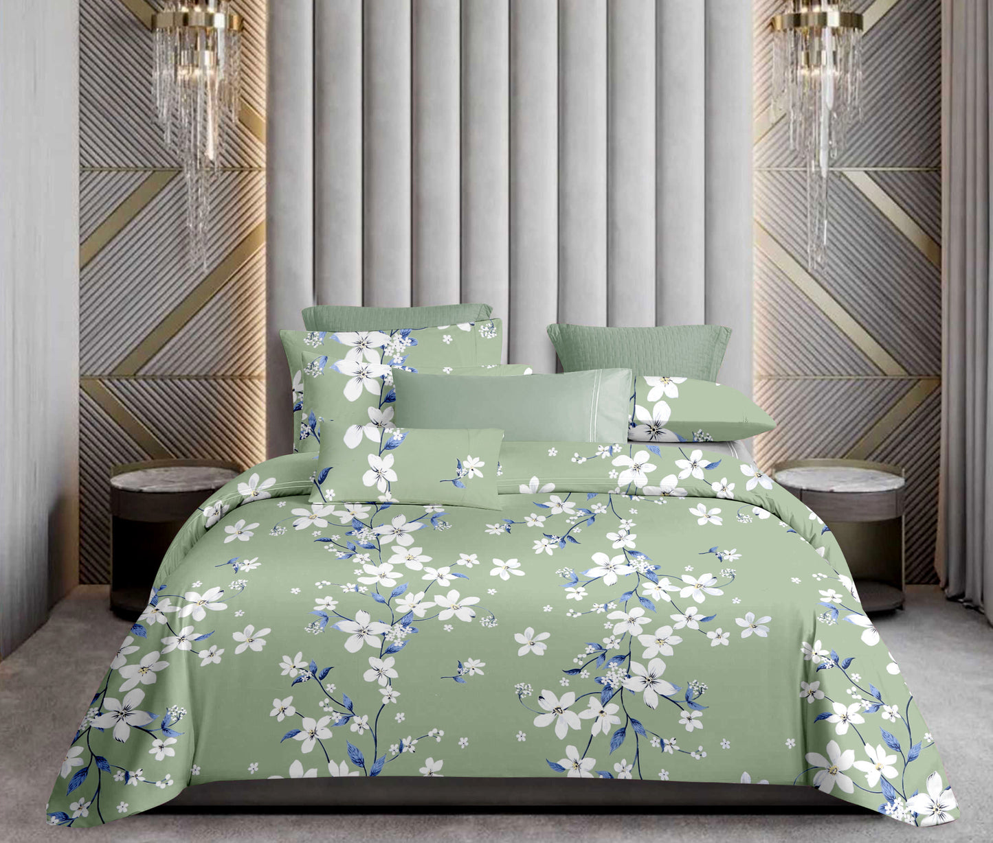 PIVI LIVING 180 TC FLORAL GREEN ( Queen )