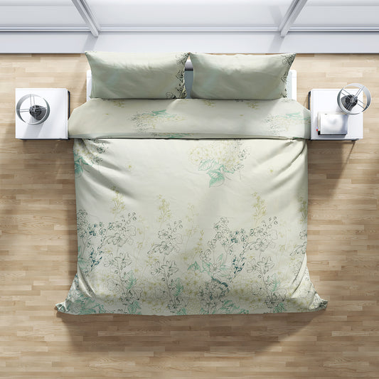 PIVI LIVING 200 TC FLOWER BLOOM GREEN CREAM ( King )