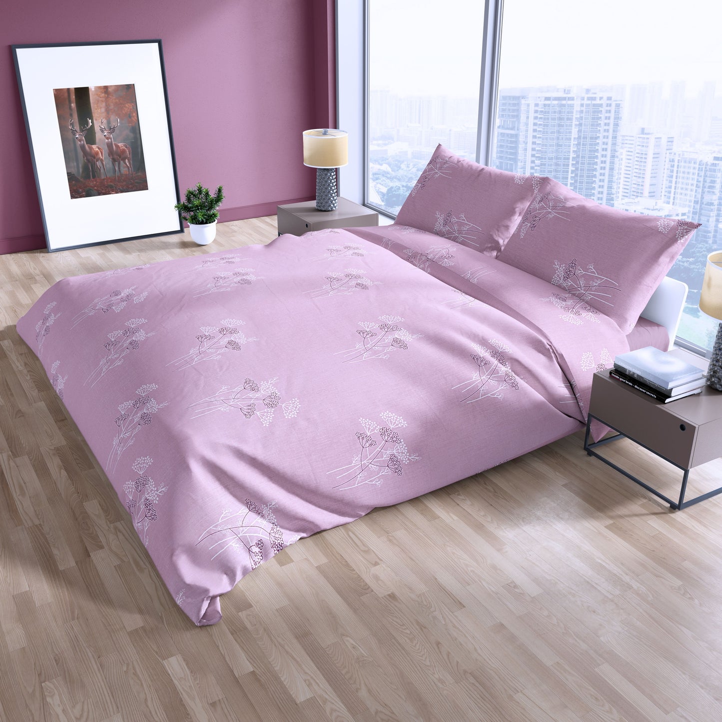 PIVI LIVING 250 TC FLORAL DANCE PINK ( king )