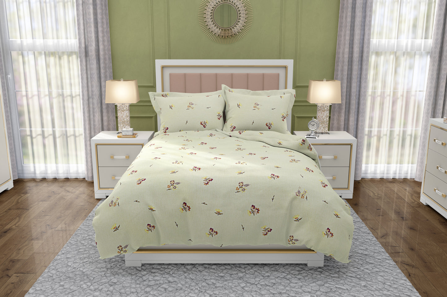 PIVI LIVING 200 TC CREAM FLORAL ( Queen )