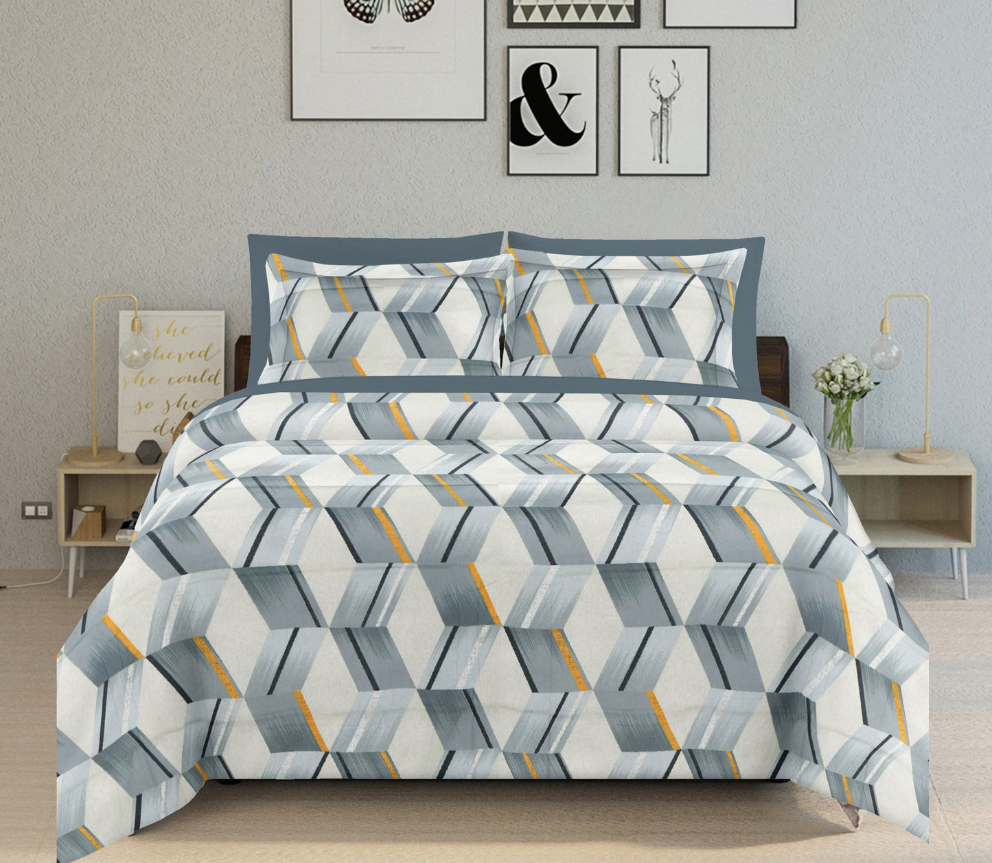 PIVI LIVING 180 TC GEOMETRICAL GREY ( Queen )