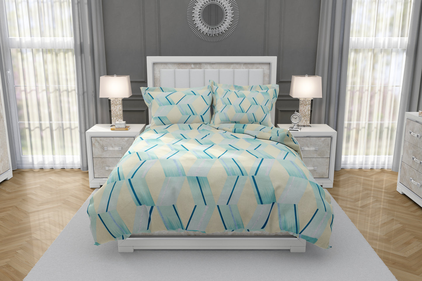 PIVI LIVING 180 TC GEOMETRICAL SKY BLUE ( Queen )