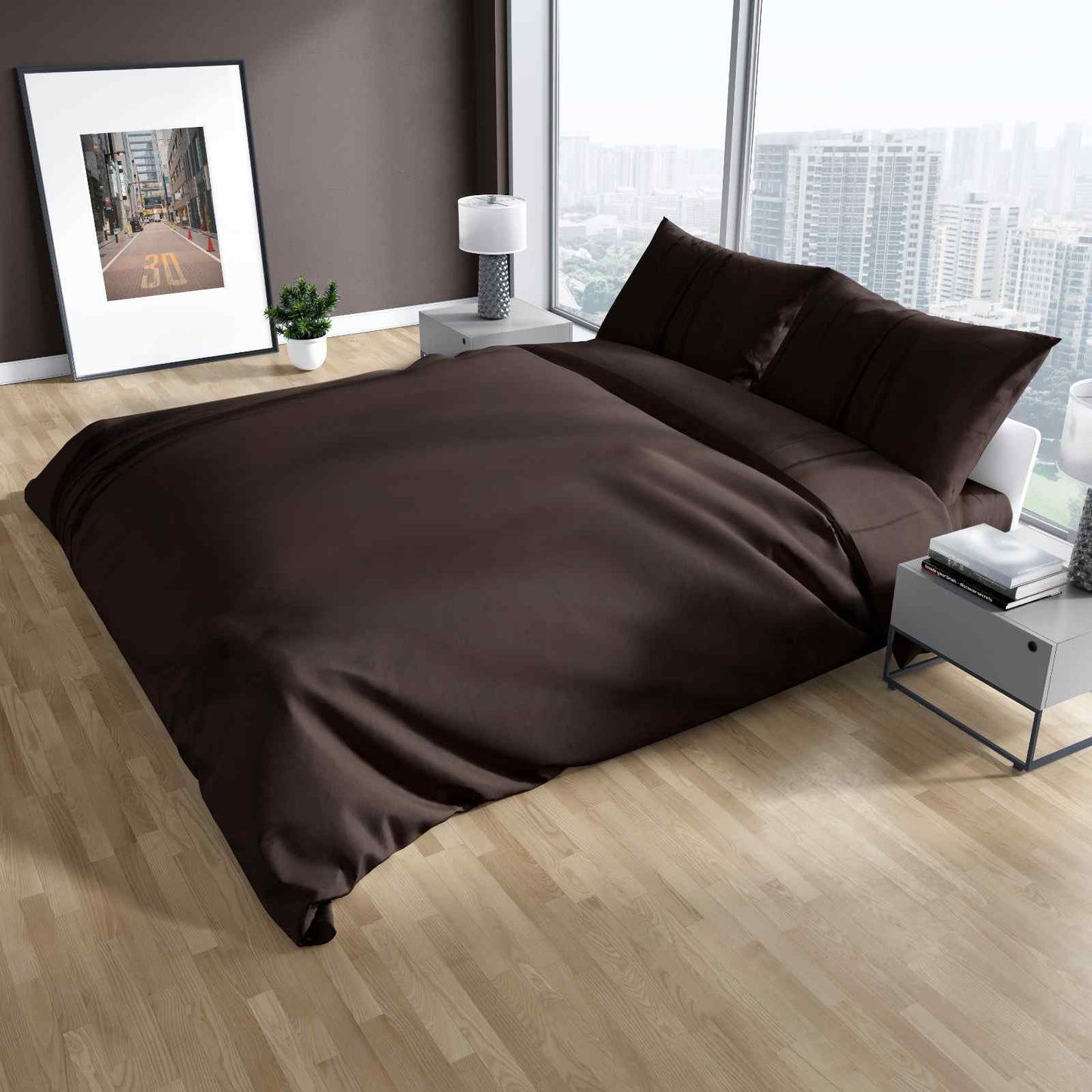 PIVI LUXURY WOODY BROWN SATEEN BEDSHEET