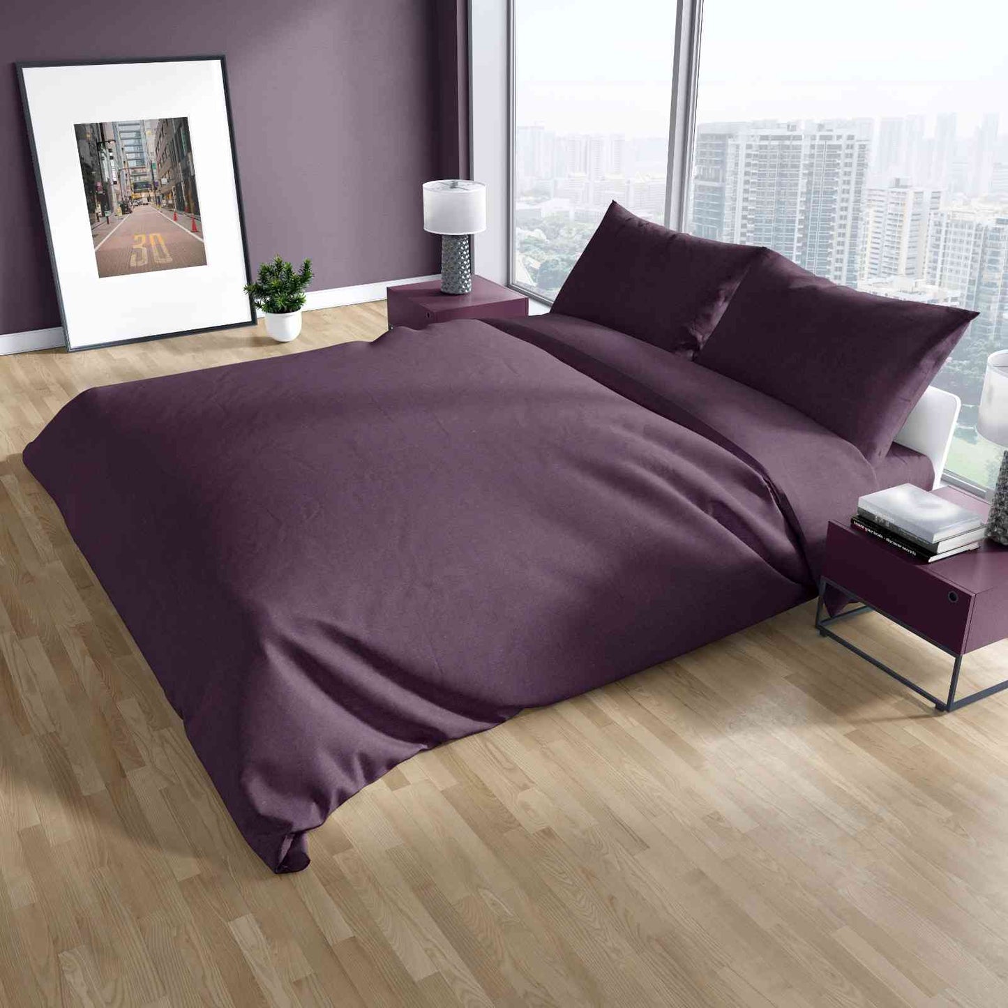 PIVI LUXURY DEEP PURPLE SATEEN BEDSHEET